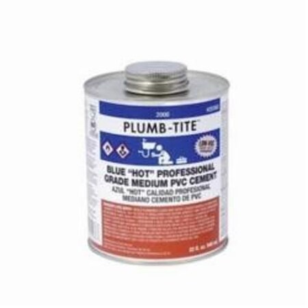 Oatey PLUMBTITE MEDIUM HOT PVC CEMENT, 8 OZ, LIQUID, BLUE, 094 2056S